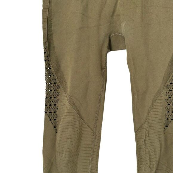 Gymshark Leggings Energy Seamless Army Green Active Wear Size M Cut Outs Hi Rise - Picture 7 of 9